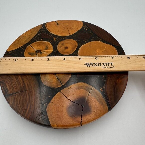 Round Reclaimed Wood Trivet "Country Wood - Picture 6 of 9